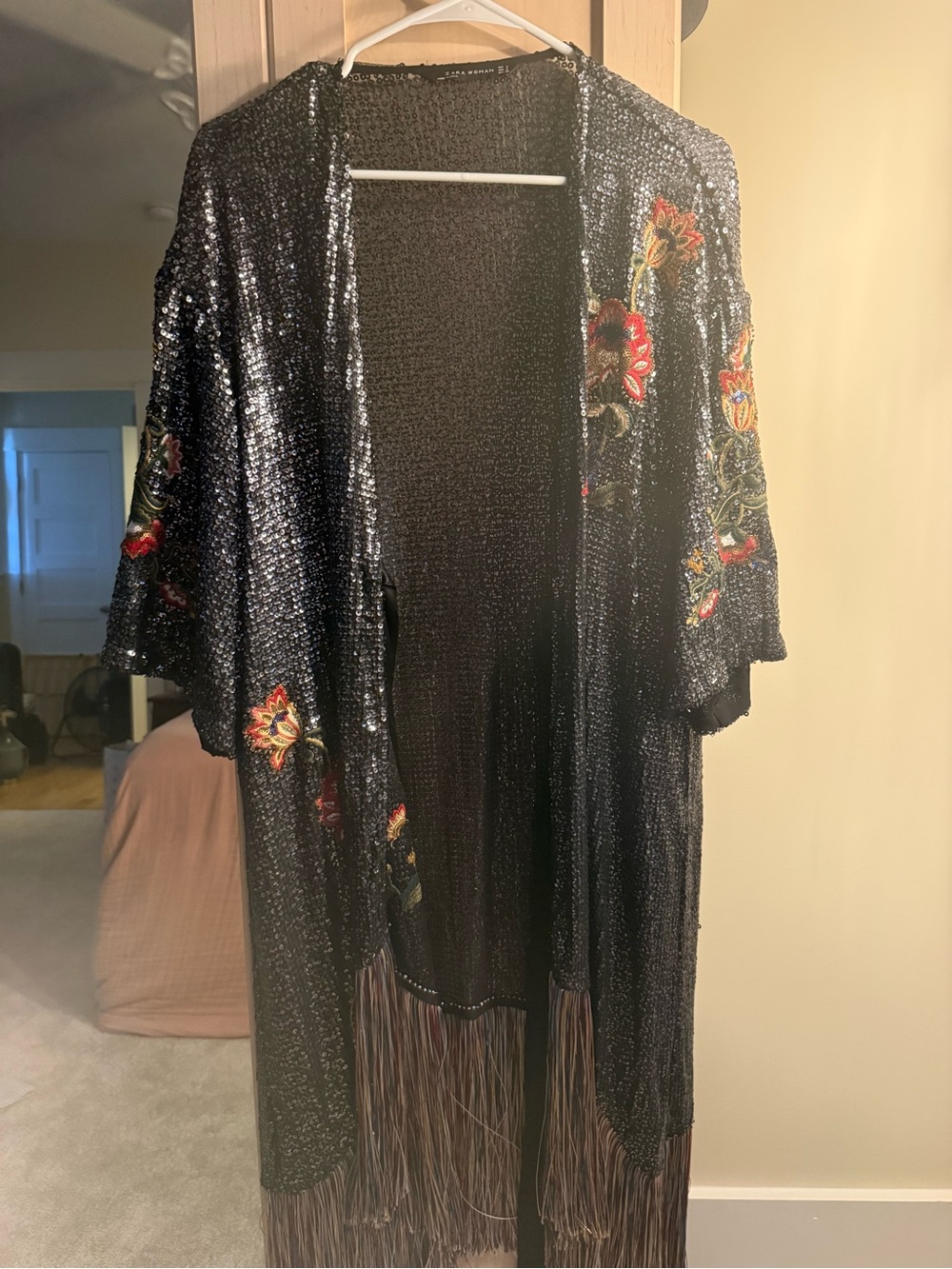 Zara Woman Black Sequin Mesh Top with Subtle Shine